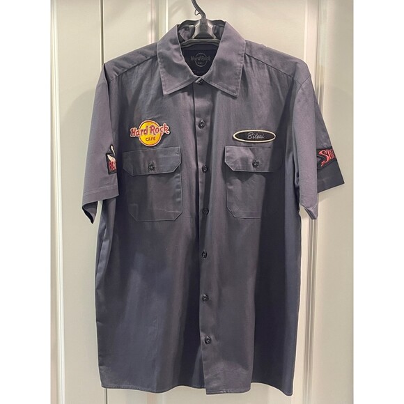 HARD ROCK CAFE Biloxi Mechanic Short Sleeve Button Down, Sz L - Picture 1 of 5